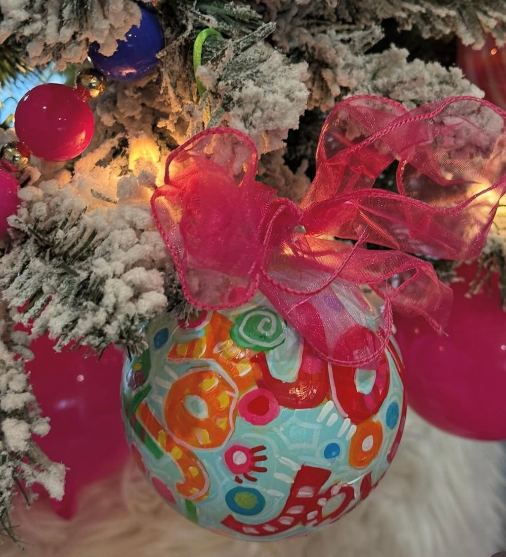 Hand-Painted Joy Ornaments Box of 4 by Katherine Sanders
