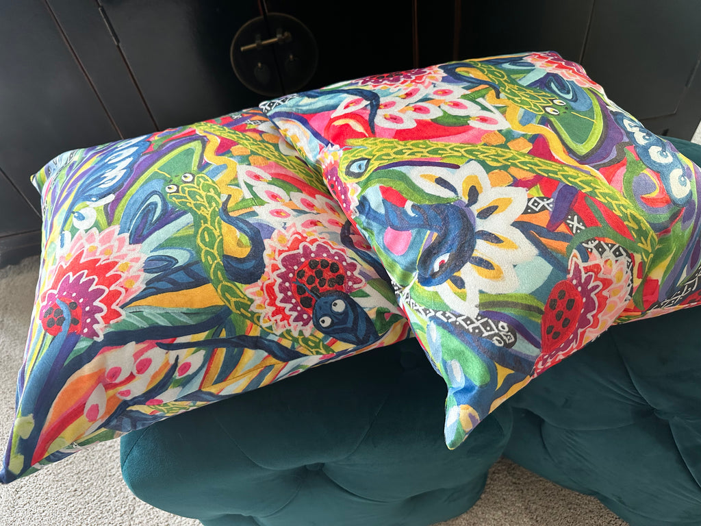 Unexpected Visitors Pillow by Katherine Sanders