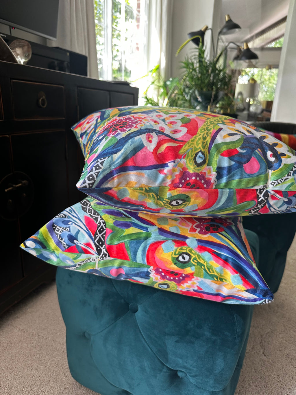 Unexpected Visitors Pillow by Katherine Sanders