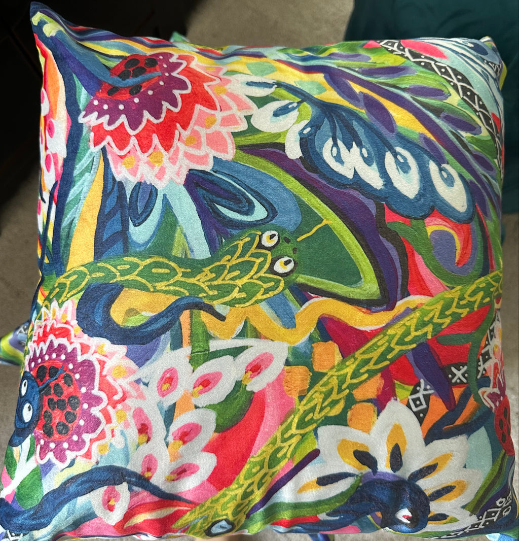 Unexpected Visitors Pillow by Katherine Sanders