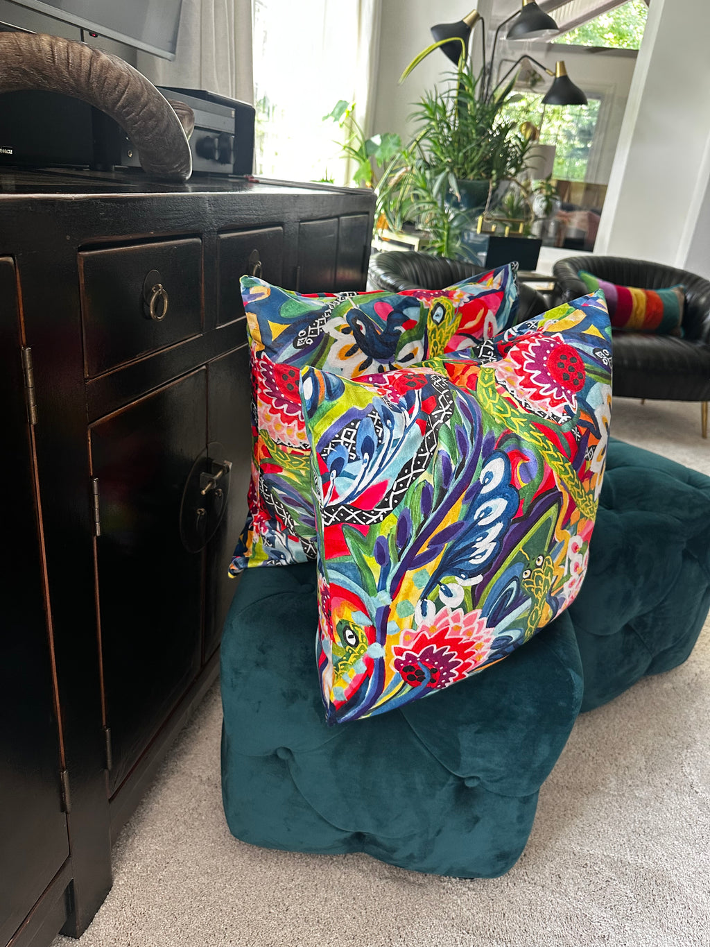 Unexpected Visitors Pillow by Katherine Sanders