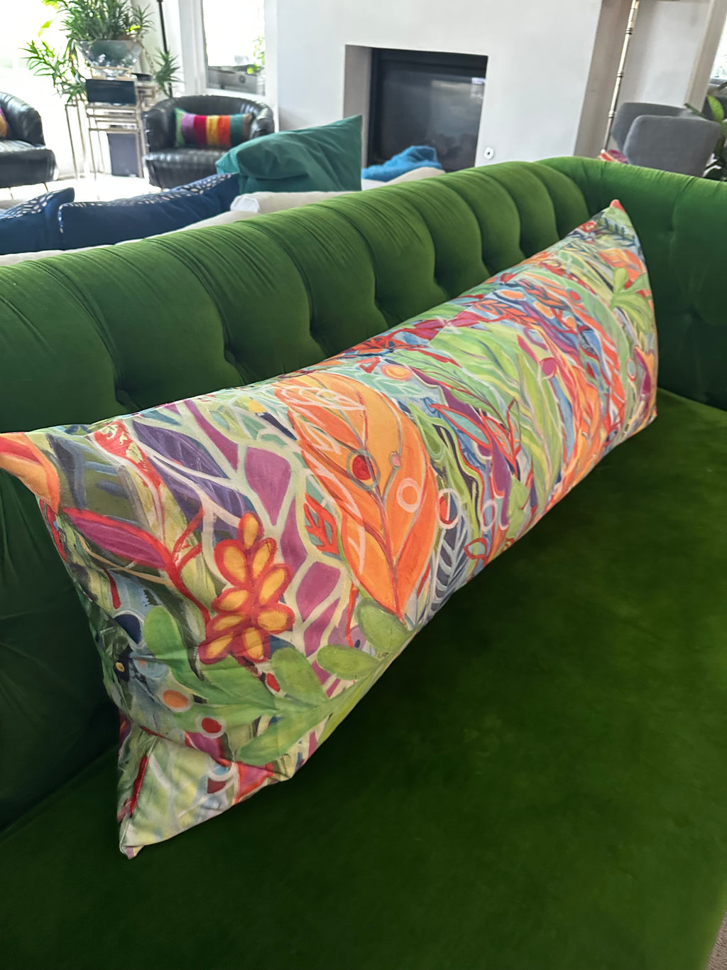 Jungle Love Long Pillow by Katherine Sanders
