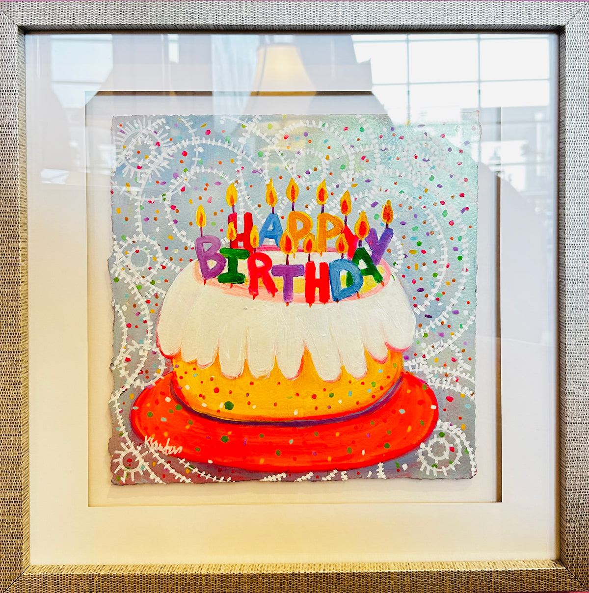 Happy Birthday Bundt Painting, Pillow and Print