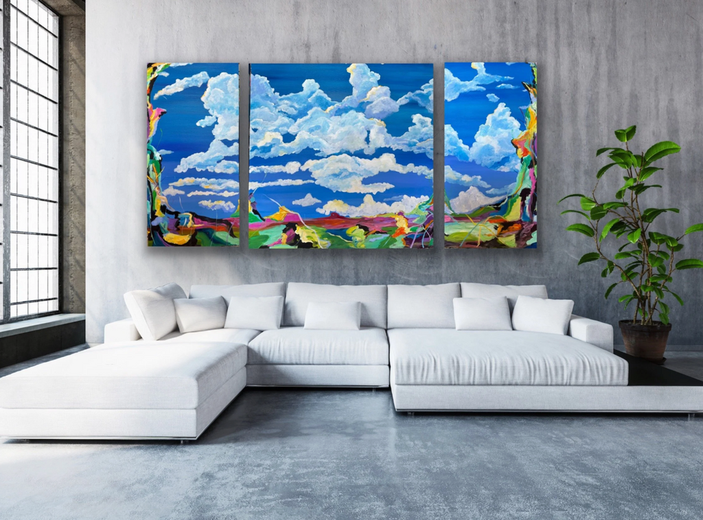 Looking Up Triptych Painting