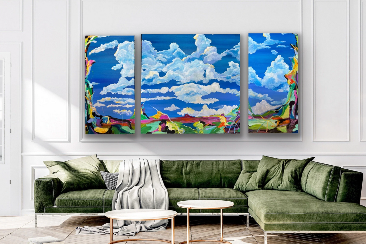 Looking Up Triptych Painting