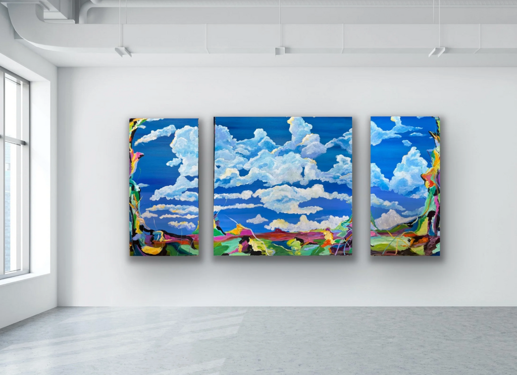 Looking Up Triptych Painting