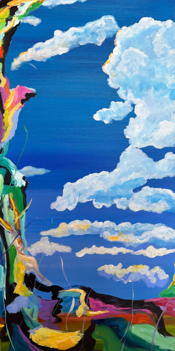 Looking Up Triptych Painting