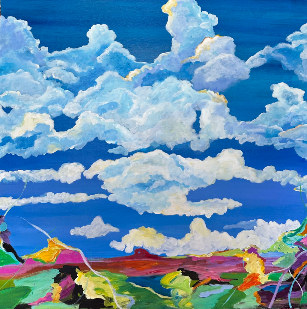 Looking Up Triptych Painting