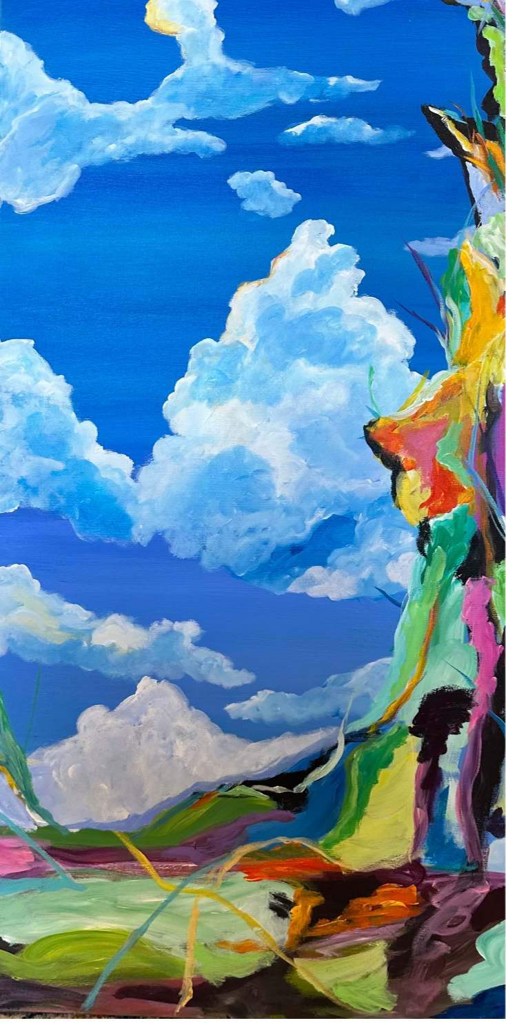 Looking Up Triptych Painting
