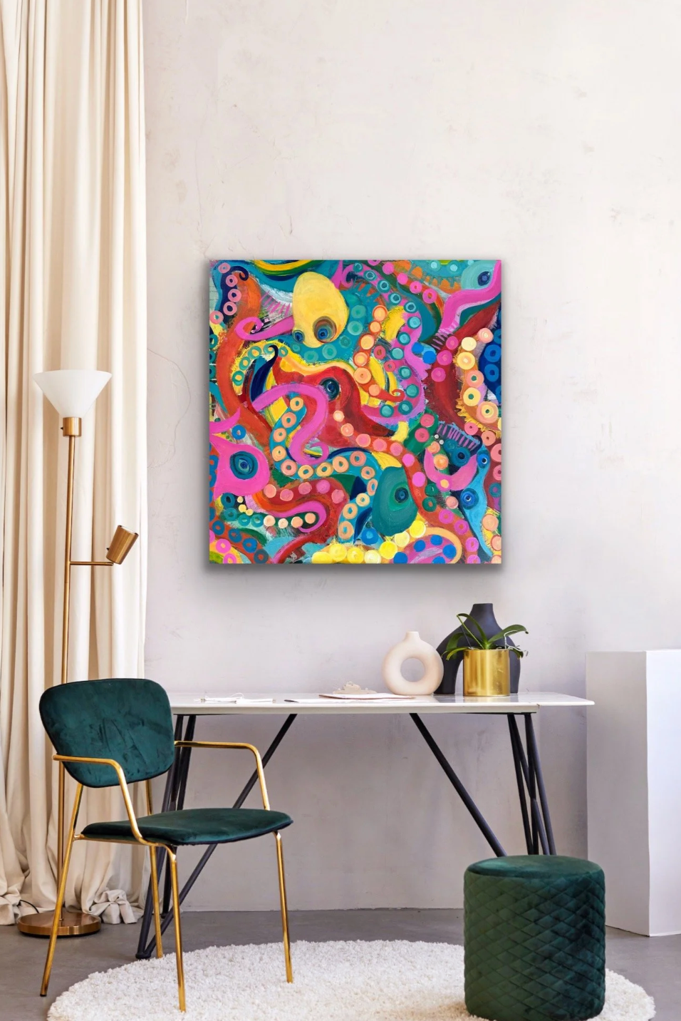 Tangled – Original Octopus Acrylic Painting & Fine Art Prints | Katherine Sanders Art