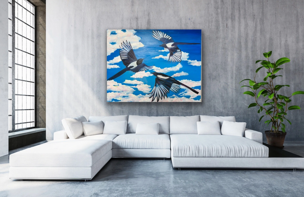 Three Magpies Painting