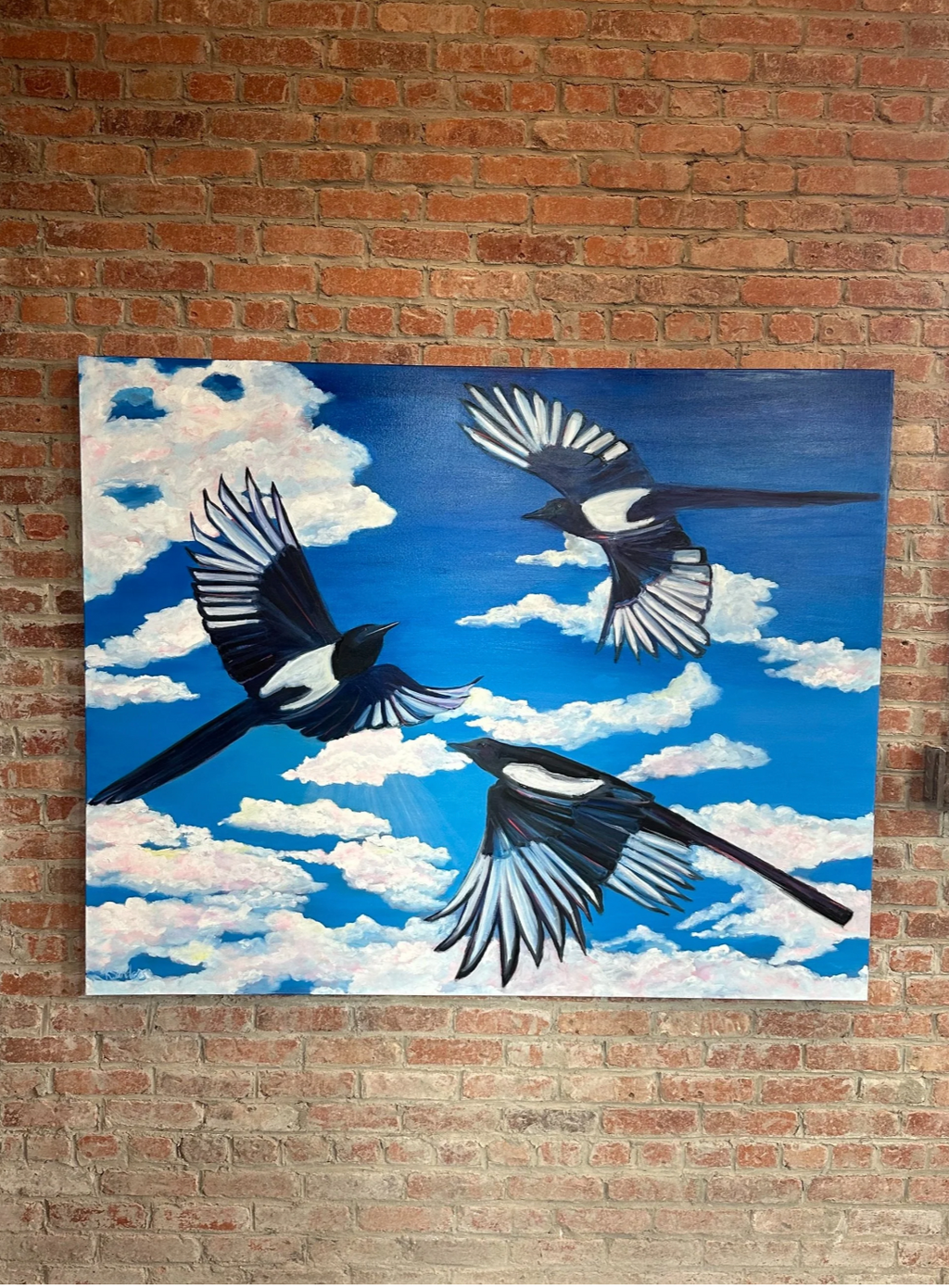 Three Magpies Painting