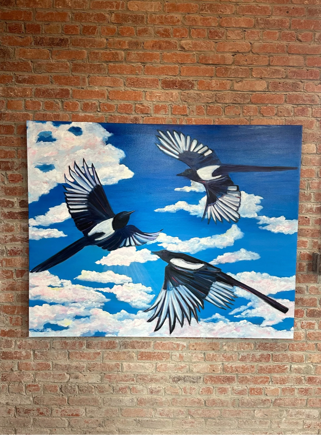 Three Magpies Painting
