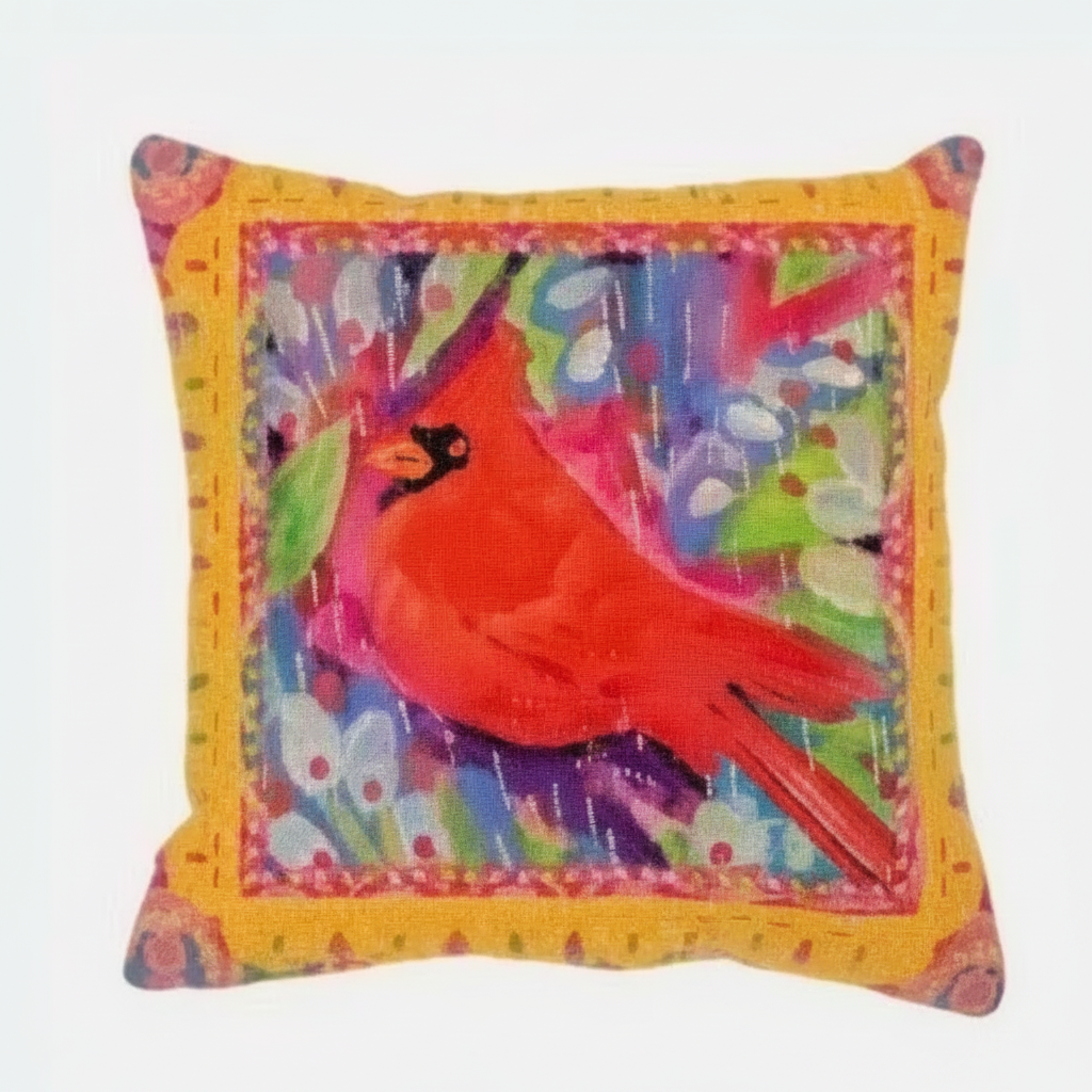 Colorful Cardinal Velvet Pillow